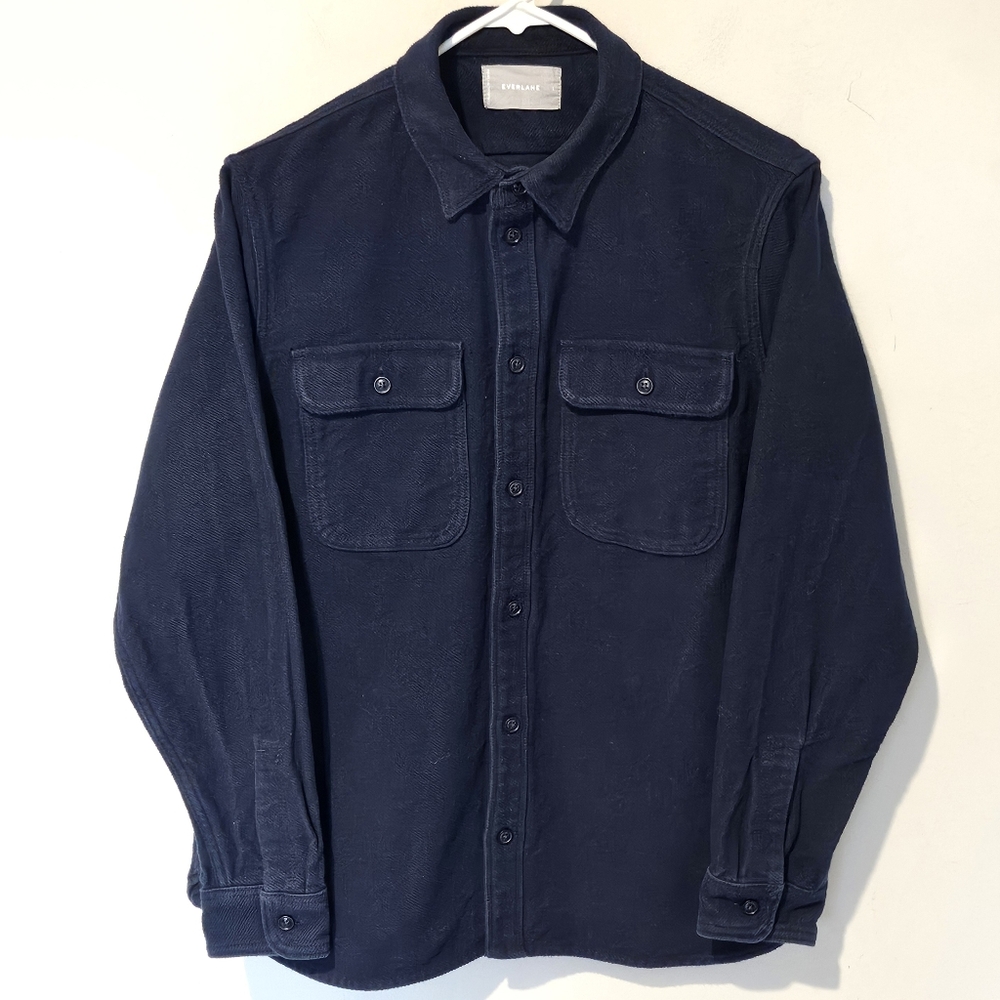 Everlane Button Down Flannel Shirt - Navy - Dual Pocket - Size Large